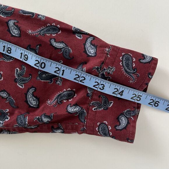 Brooks Brothers Mens XXL Burgundy Red Blue Paisley Regent Cotton Button Down - Picture 8 of 10